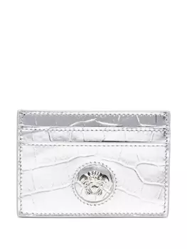Versace картхолдер La Medusa и тиснением под кожу крокодила, серебристый