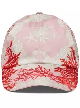 Versace кепка с графичным принтом, красный