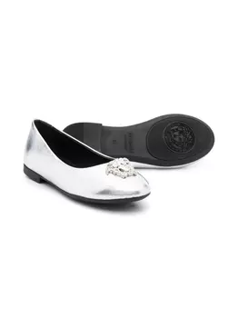 Versace Kids балетки с декором Medusa, серебристый