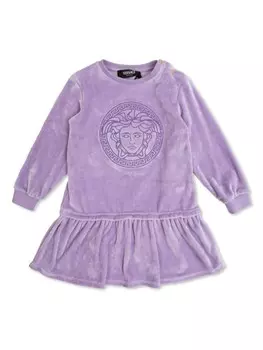 Versace Kids бархатное платье с мотивом «медуза», фиолетовый