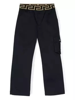 Versace Kids брюки карго с узором Greca, синий