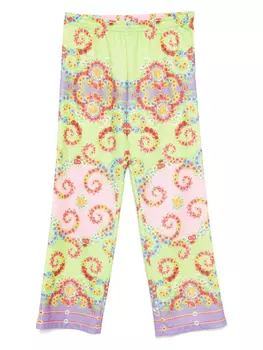 Versace Kids брюки с цветочным принтом, зеленый