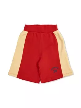 Versace Kids двухцветные хлопковые шорты с логотипом, красный