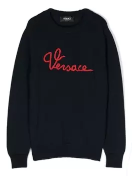 Versace Kids джемпер с логотипом Marine, синий