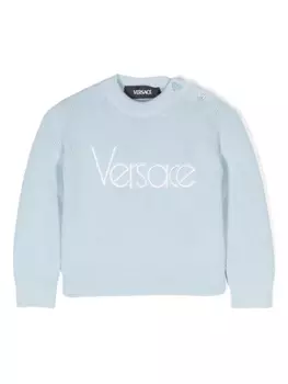 Versace Kids джемпер с вышитым логотипом, синий