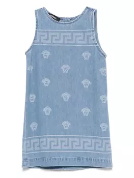 Versace Kids джинсовое платье Medusa, синий