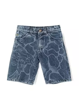 Versace Kids джинсовые шорты с абстрактным принтом, синий