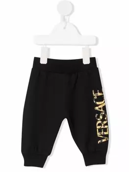 Versace Kids джоггеры с логотипом, черный