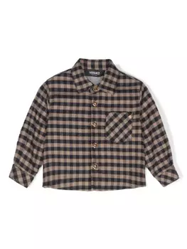 Versace Kids фланелевая рубашка в клетку, синий