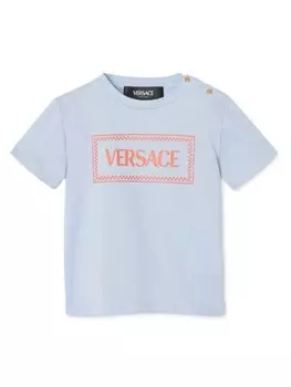 Versace Kids футболка из джерси с логотипом, синий