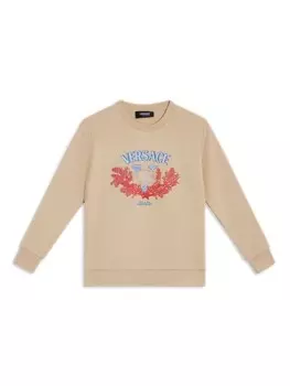 Versace Kids футболка из хлопка с логотипом, нейтральный цвет