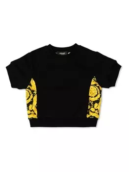 Versace Kids футболка из хлопка с принтом Barocco, черный
