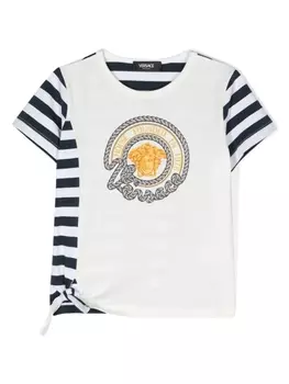 Versace Kids футболка Nautical Medusa в полоску, белый