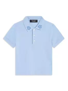 Versace Kids футболка-поло из хлопка с мотивом «Голова Медузы», синий