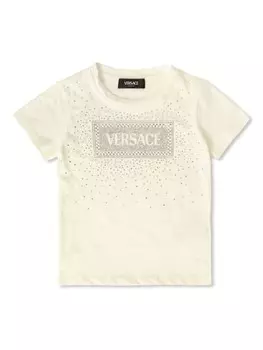 Versace Kids футболка с аппликацией логотипа, белый
