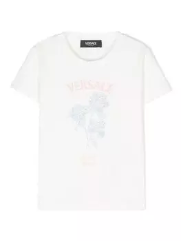 Versace Kids футболка с цветочным принтом, белый