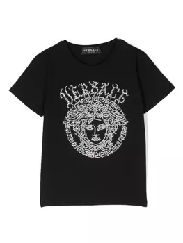 Versace Kids футболка с декором Medusa, черный