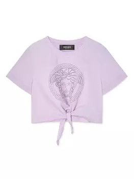 Versace Kids футболка с драпировкой и декором Medusa, фиолетовый