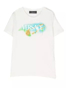 Versace Kids футболка с логотипом, белый
