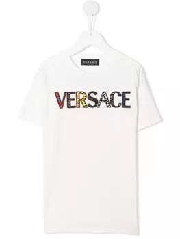 Versace Kids футболка с логотипом, белый