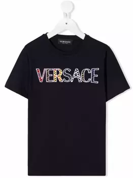 Versace Kids футболка с логотипом, синий