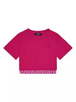 Versace Kids футболка с отделкой Greca, розовый