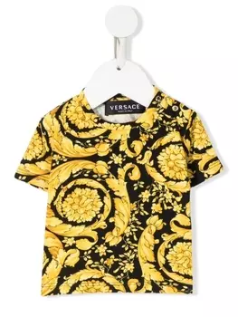 Versace Kids футболка с принтом Barocco Baby, черный