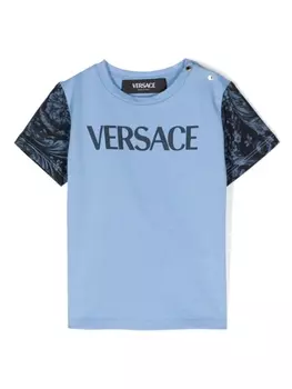Versace Kids футболка с принтом Baroccoflage, синий