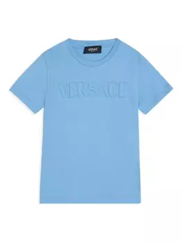 Versace Kids футболка с тисненым логотипом, синий