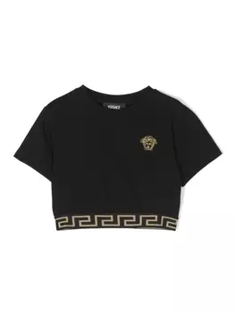 Versace Kids футболка с вышивкой Medusa, черный