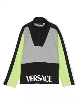 Versace Kids футболка в стиле колор-блок, черный