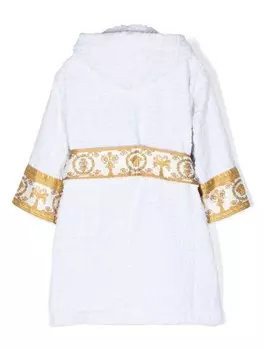 Versace Kids халат I Love Baroque с капюшоном, белый