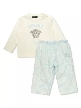 Versace Kids хлопковые брюки с мотивом «Голова Медузы» (комплект из двух штук), синий