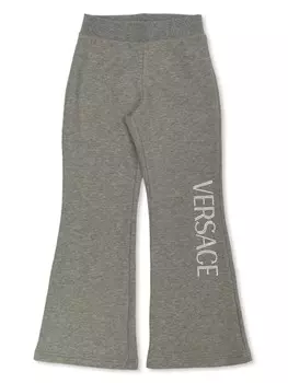 Versace Kids хлопковые спортивные брюки с логотипом, серый