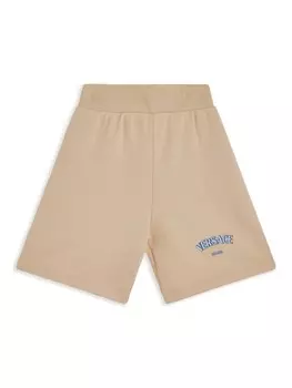 Versace Kids хлопковые спортивные шорты с логотипом, нейтральный цвет