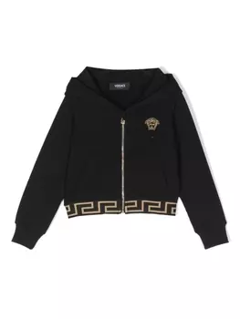 Versace Kids худи на молнии с вышивкой Medusa, черный