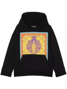 Versace Kids худи с принтом Barocco Goddess, черный