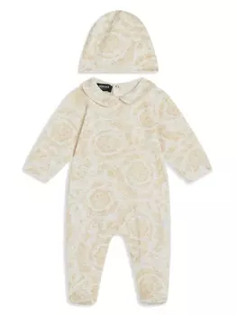 Versace Kids комплект для новорожденного с принтом Barocco, белый