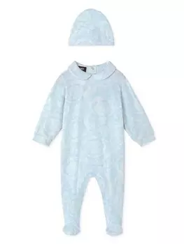 Versace Kids комплект для новорожденного с принтом Barocco, синий
