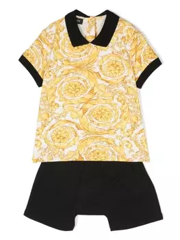 Versace Kids комплект из шортов и футболки с узором Baroque, белый