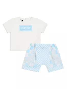 Versace Kids комплект Medusa Contrasto из футболки и шортов, белый