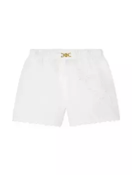 Versace Kids короткие шорты с вышивкой, белый