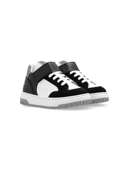 Versace Kids кроссовки из кожи с цветными блоками, черный