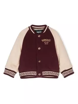 Versace Kids куртка-бомбер с вышитым логотипом, красный