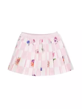 Versace Kids мини-юбка с принтом Blossom и складками, белый