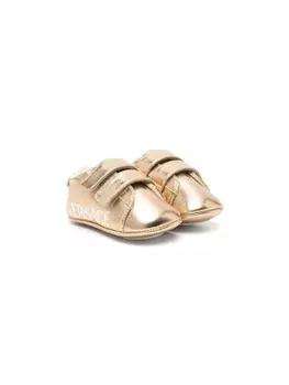 Versace Kids пинетки с эффектом металлик и логотипом, золотистый