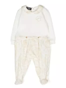 Versace Kids пижама с принтом Barocco, нейтральный цвет