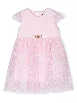 Versace Kids платье Barocco Flocked из тюля, розовый