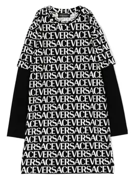 Versace Kids платье-футболка с логотипом, черный