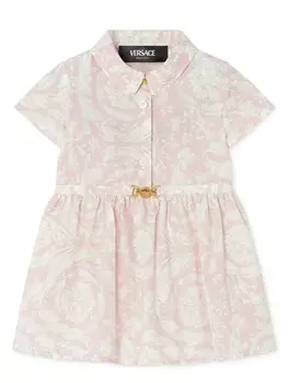 Versace Kids платье из хлопка с принтом «барокко», розовый